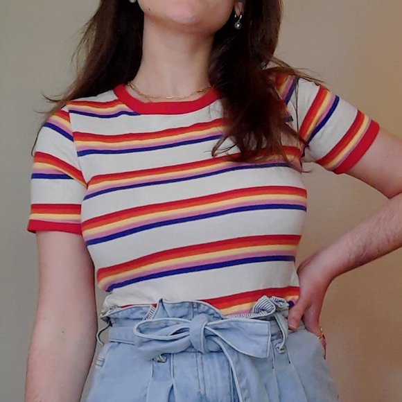 Honey Punch Tops - 🚲 honey punch stripe rainbow tee 🚲
